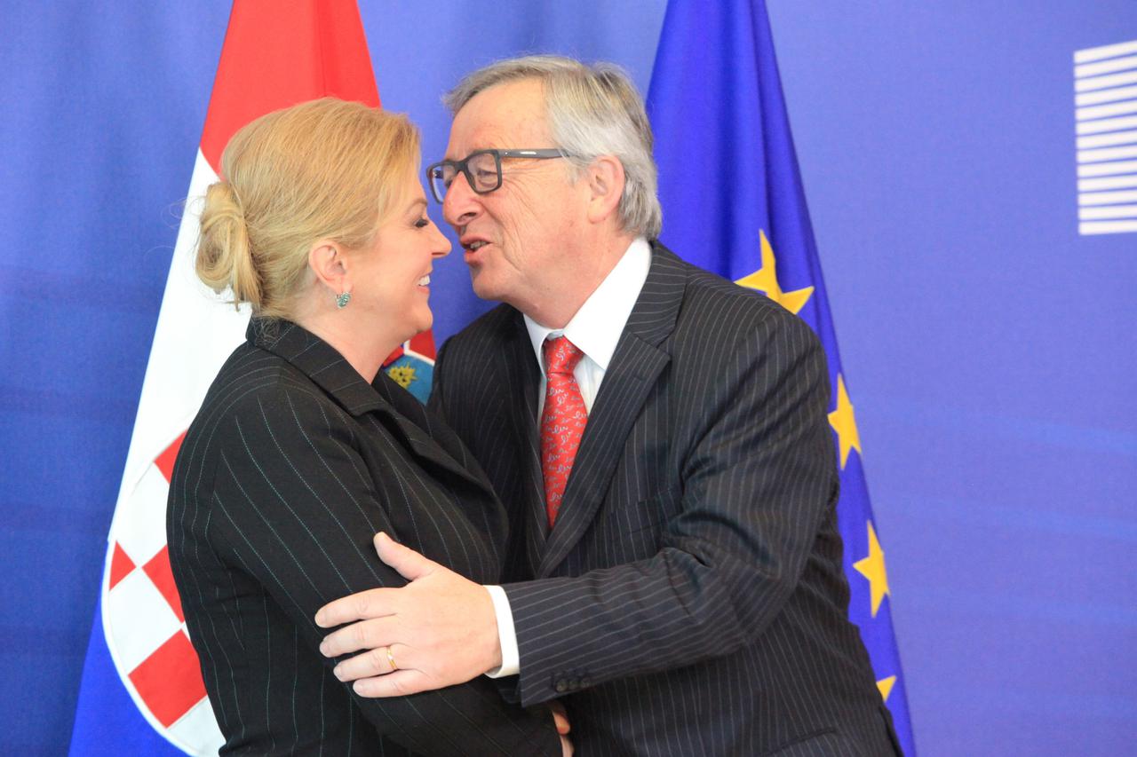 30. 05. 2014., Bruxelles -  Predsjednik Europske komisije Jean-Claude Juncker primio predsjednicu RH Kolindu Grabar-Kitarovic u zgradi Europske komisije, gdje predsjednica dolazi u prvi sluzbeni posjet. Photo: Tomislav Krasnec/PIXSELL