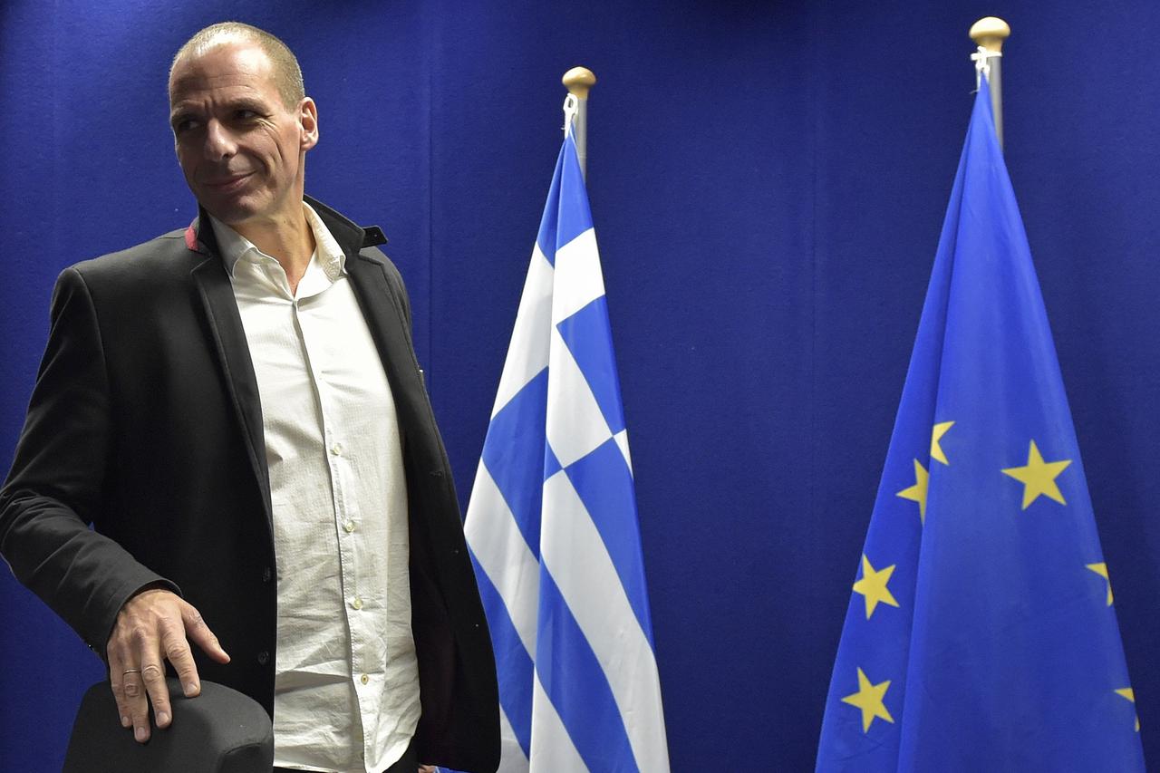 Greek Finance Minister Yanis Varoufakis arrives at a news conference after an extraordinary euro zone Finance Ministers meeting (Eurogroup) in Brussels February 20, 2015. Varoufakis said a deal reached with euro zone finance ministers on Friday that exten